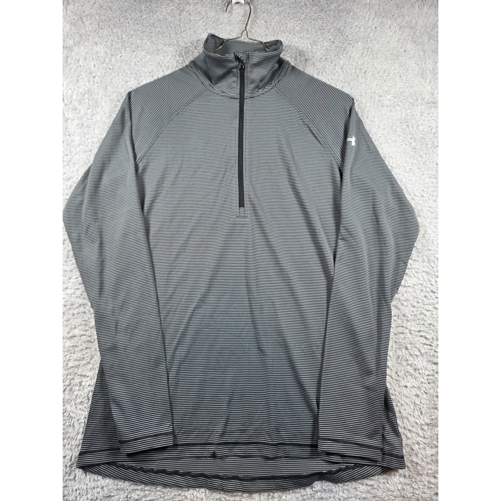 Under Armour Pullover XS Gray Mens HeatGear Stripe 1/4 Zip Training Top